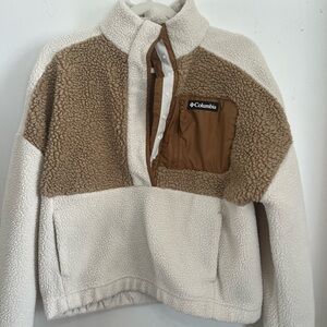 Columbia Tan and Cream Fleece Jacket